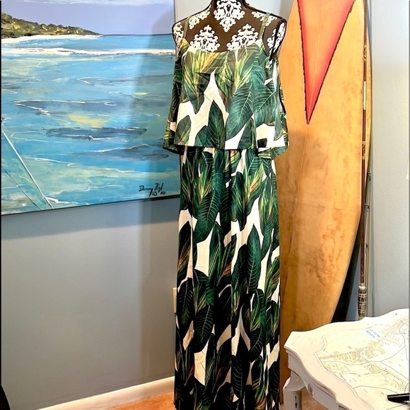 Shein Curve, Amazing Green-Leaf Maxi Dress, Stunning! Size 3XL - Picture 6 of 9